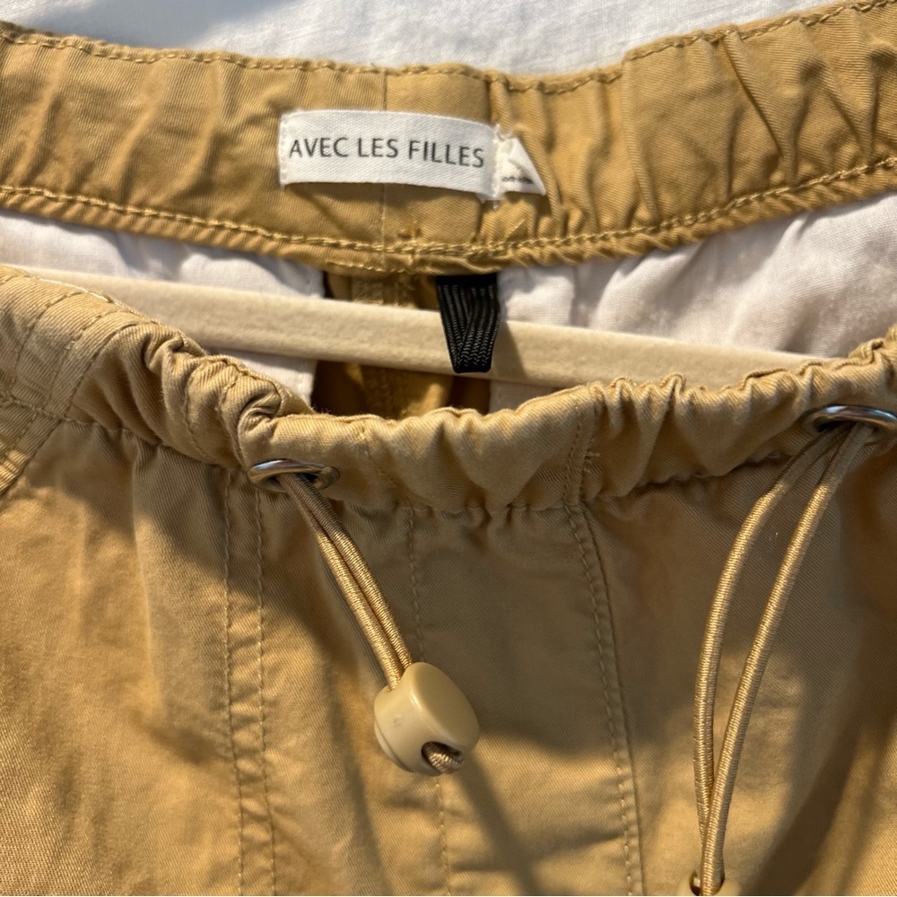 Anthropologie Avec Les‎ Filles Pants Medium Biege Elastic Waist Wide Leg Cargo - Picture 7 of 12